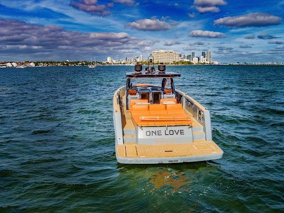 Fjord 52 Open luxury yacht charter cruising in Biscayne Bay Miami